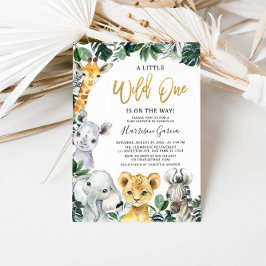 Gold Wild One Safari Oerwoud Animals Baby shower Kaart