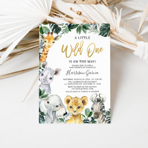 Gold Wild One Safari Oerwoud Animals Baby shower Kaart