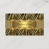 Gold Wild Zebra Black Jewel Look Afbeelding Visitekaartje (Voorkant)