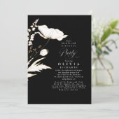 Gold Wildbloemen Black and White Birthday Party Kaart (Staand voorkant)