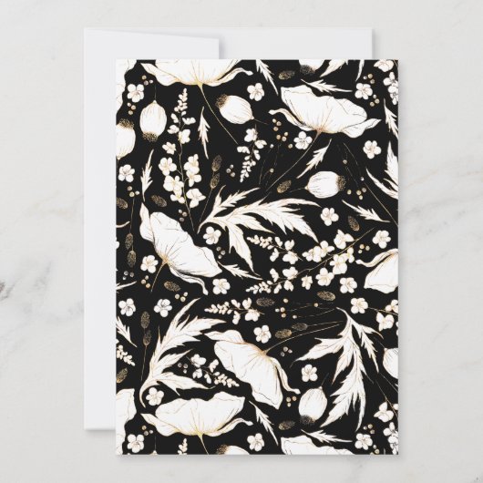 Gold Wildbloemen Black Elegant Chic Vrijgezellenfe Kaart (Achterkant)
