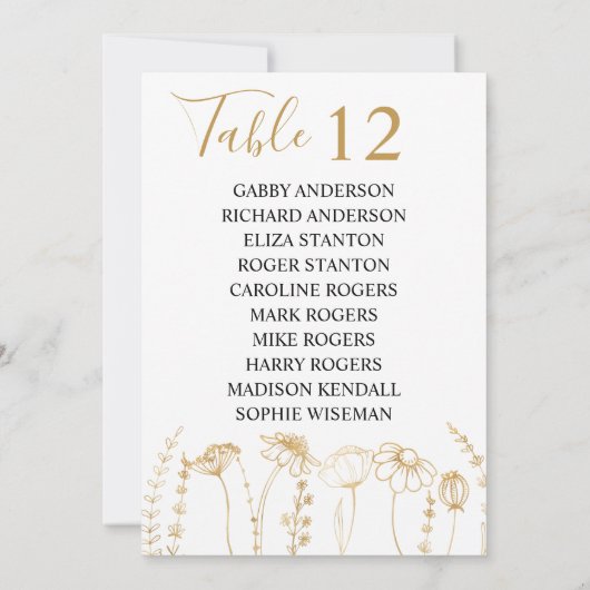 Gold Wilde Bloemschets (Achterkant)