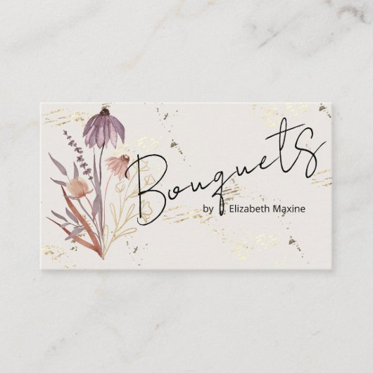 Gold Wildflower Boho Visitekaartje (Voorkant)