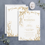 Gold Wildflower Calligraphy Wedding Invitation Kaart<br><div class="desc">en delicaat, dit trendy gouden wilde bloemenbruiloft is perfect voor een tuin of een bruiloft. Met delicate handbeschilderde waterverf floralen in gouden tinten, met moderne, moderne kalligrafie met handschrift. De ontwerper van het contact voor de passende producten. Hartelijk dank voor uw steun aan ons kleinbedrijf, dat waarderen we echt! We...</div>