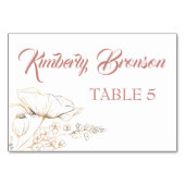 Gold Wildflower Individuele gastnamen Table Kaart (Voorkant)