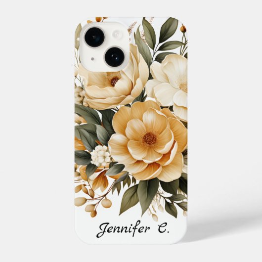  Gold Wildflower iphone Case Hoesje (Achterkant)