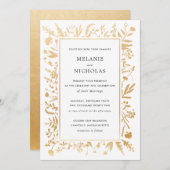 Gold Wildflower Lijst Weddenschap Kaart (Voorkant / Achterkant)