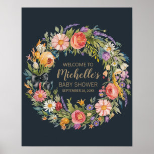 Gold Wildflower meisje baby shower welkomstbord Poster