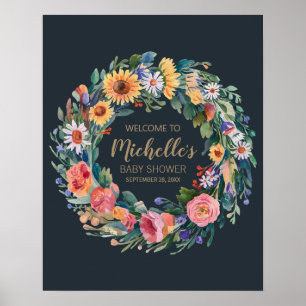 Gold Wildflower meisje baby shower welkomstbord Poster