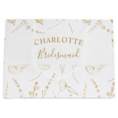 Gold Wildflower Sketch Bridal Party Dank u Groot Cadeauzakje (Voorkant)