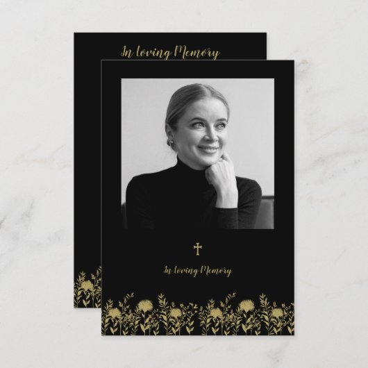 Gold Wildflowers & In Loving Memory Quote Funeral (Voorkant / Achterkant)
