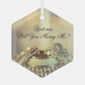 Gold Will you Marge Me proposal Name Script Glas Ornament (Voorkant)