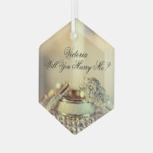 Gold Will you Marge Me proposal Name Script Glas Ornament (Voorkant links)