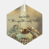 Gold Will you Marge Me proposal Name Script Glas Ornament (Achterkant)