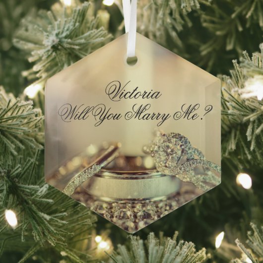Gold Will you Marge Me proposal Name Script Glas Ornament (Insitu)