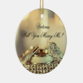 Gold Will you Marge Me proposal Name Script Keramisch Ornament (Rechts)
