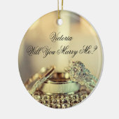 Gold Will you Marge Me proposal Name Script Keramisch Ornament (Links)