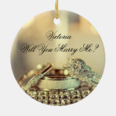 Gold Will you Marge Me proposal Name Script Keramisch Ornament (Achterkant)