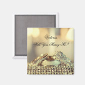 Gold Will you Marge Me proposal Name Script Magneet (Voorkant / Achterkant)