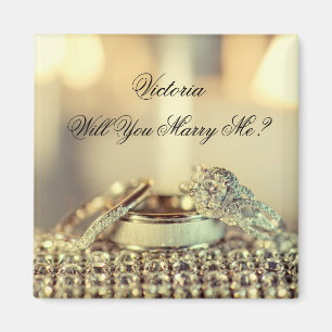 Gold Will you Marge Me proposal Name Script Magneet