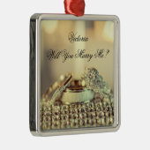Gold Will you Marge Me proposal Name Script Metalen Ornament (Rechts)