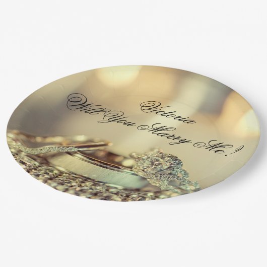Gold Will you Marge Me proposal Name Script Papieren Bordje (Gekanteld)