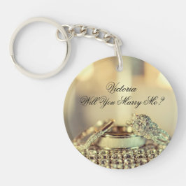 Gold Will you Marge Me proposal Name Script Sleutelhanger