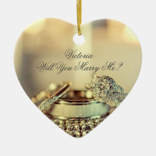 Gold Will you trouwt me proposal name script Keramisch Ornament (Voorkant)