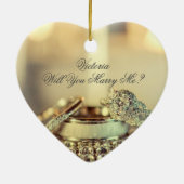 Gold Will you trouwt me proposal name script Keramisch Ornament (Achterkant)
