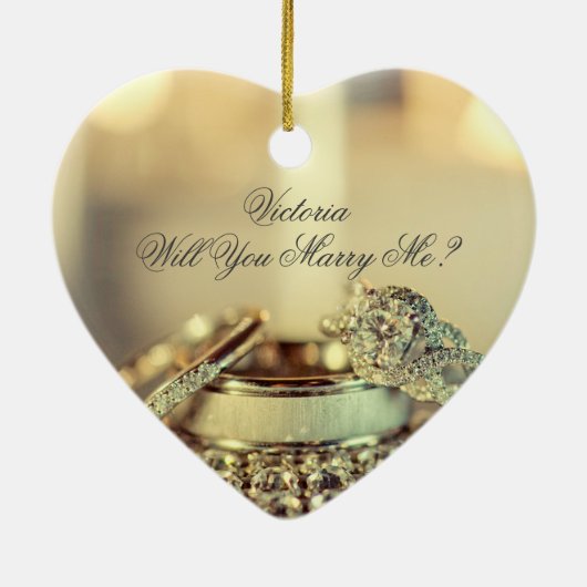 Gold Will you trouwt me proposal name script Keramisch Ornament (Achterkant)