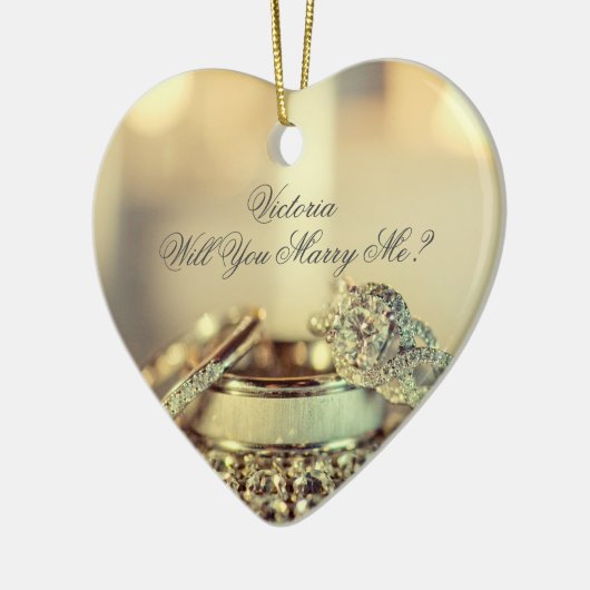 Gold Will you trouwt me proposal name script Keramisch Ornament (Links)