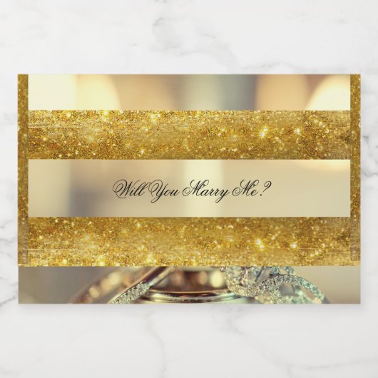 Gold Will you trouwt me proposal script Sparkling Wijnetiket (Enkel label)
