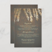 Gold Willow Tree Branches Wedding Details Invoegen Informatiekaartje (Voorkant / Achterkant)