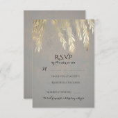 Gold Willow Tree Branches Wedding RSVP Kaarten (Voorkant / Achterkant)