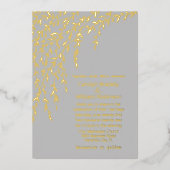 Gold Willows Gray Wedding Folie Uitnodiging (Voorkant)