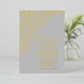 Gold Willows Gray Wedding Folie Uitnodiging (Staand Voorkant)