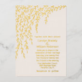 Gold Willows Ivory Wedding Folie Uitnodiging (Voorkant)