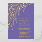 Gold Willows Lavender Wedding Folie Uitnodiging (Voorkant)