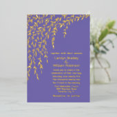 Gold Willows Lavender Wedding Folie Uitnodiging (Staand Voorkant)