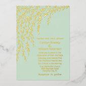 Gold Willows Mint Green Wedding Folie Invitation Uitnodiging (Voorkant)