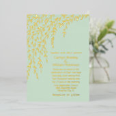 Gold Willows Mint Green Wedding Folie Invitation Uitnodiging (Staand Voorkant)