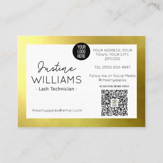 Gold Wimpers Wimper Extensions nazorg Visitekaartje (Achterkant)