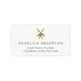 Gold Windmill-adreslabel Etiket