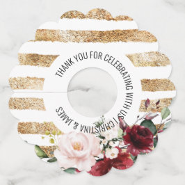 Gold Wine Blush Floral Wedding Favor Wijnglaslabel