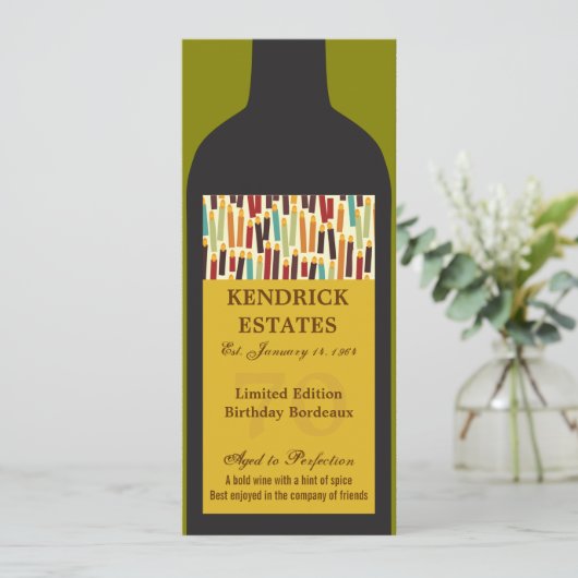 Gold Wine Bottle Party - Uitnodiging (Staand voorkant)