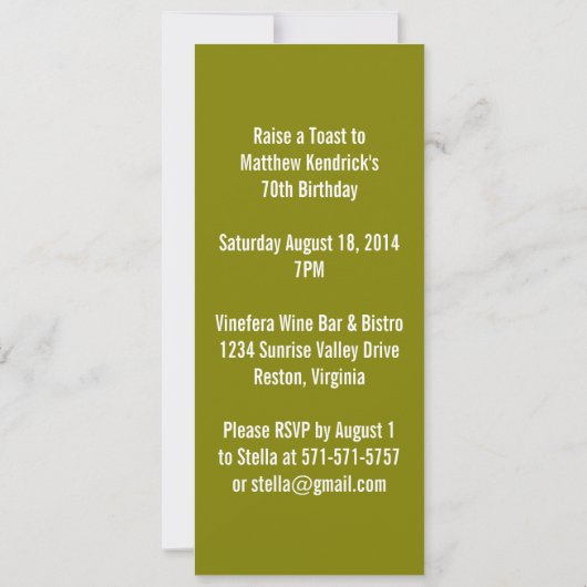 Gold Wine Bottle Party - Uitnodiging (Achterkant)