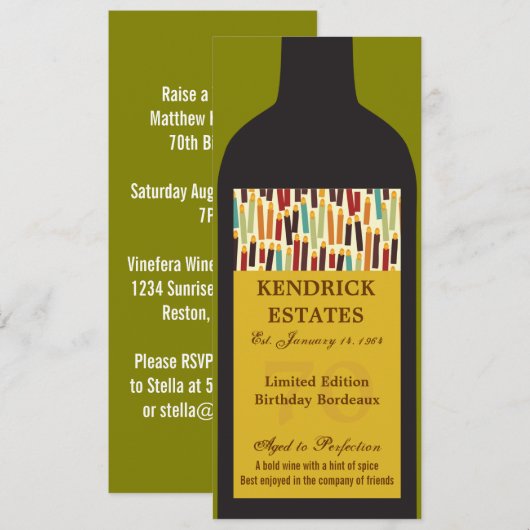 Gold Wine Bottle Party - Uitnodiging (Voorkant / Achterkant)