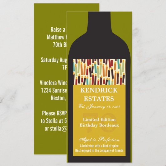 Gold Wine Bottle Party - Uitnodiging (Voorkant / Achterkant)