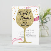 Gold Wine Bridal Shower Uitnodigingskaart Kaart (Staand voorkant)