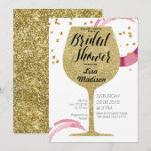 Gold Wine Bridal Shower Uitnodigingskaart Kaart (Voorkant / Achterkant)